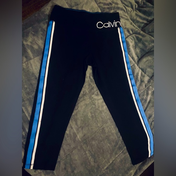 Calvin Klein Blue Stripe Leggings - Picture 1 of 3